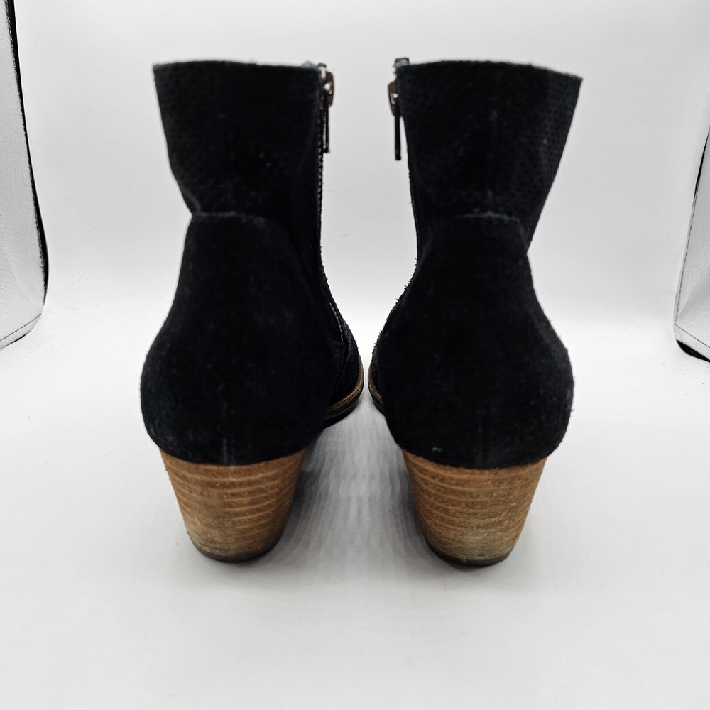 Kork-Ease Boots Womens 7.5 Black Suede Sherrill Perforated Ankle Bootie Heel Zip - Picture 5 of 12